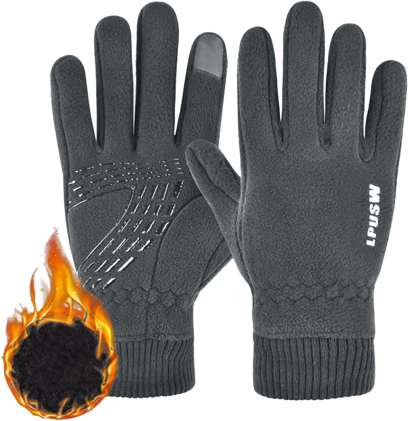 Men's Winter Gloves, Touch Screen Gloves, Bike Riding, Driving, Running, Camping, Hiking, Cold Weather Gloves (Color : Grey)