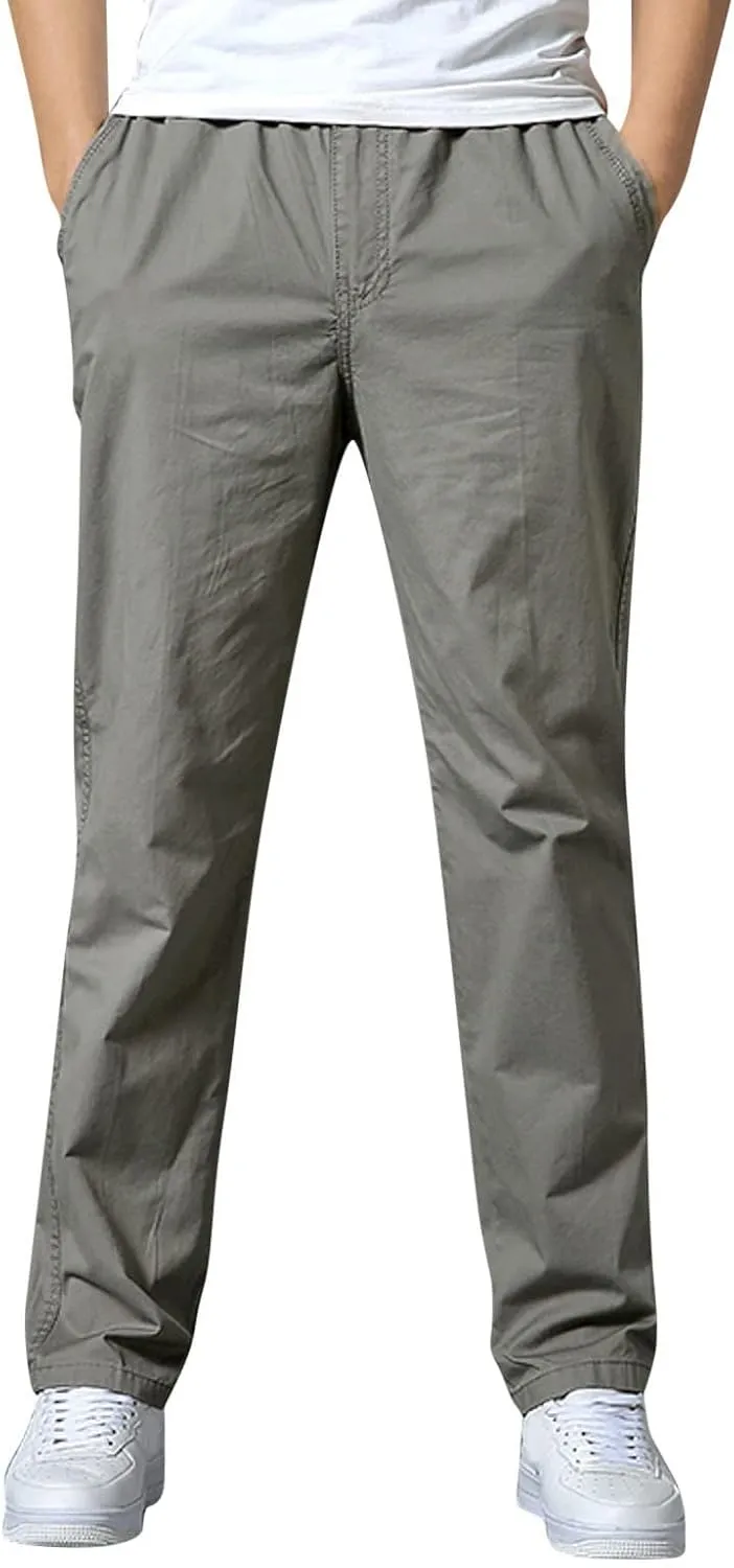 Mens Workout Cargo Sweatpants Zipper Pocket Trouser Fashion Mens Tapered Joggers Men's Flap Pocket Drawstring Elastic