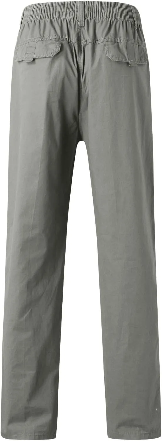 Mens Workout Cargo Sweatpants Zipper Pocket Trouser Fashion Mens Tapered Joggers Men's Flap Pocket Drawstring Elastic