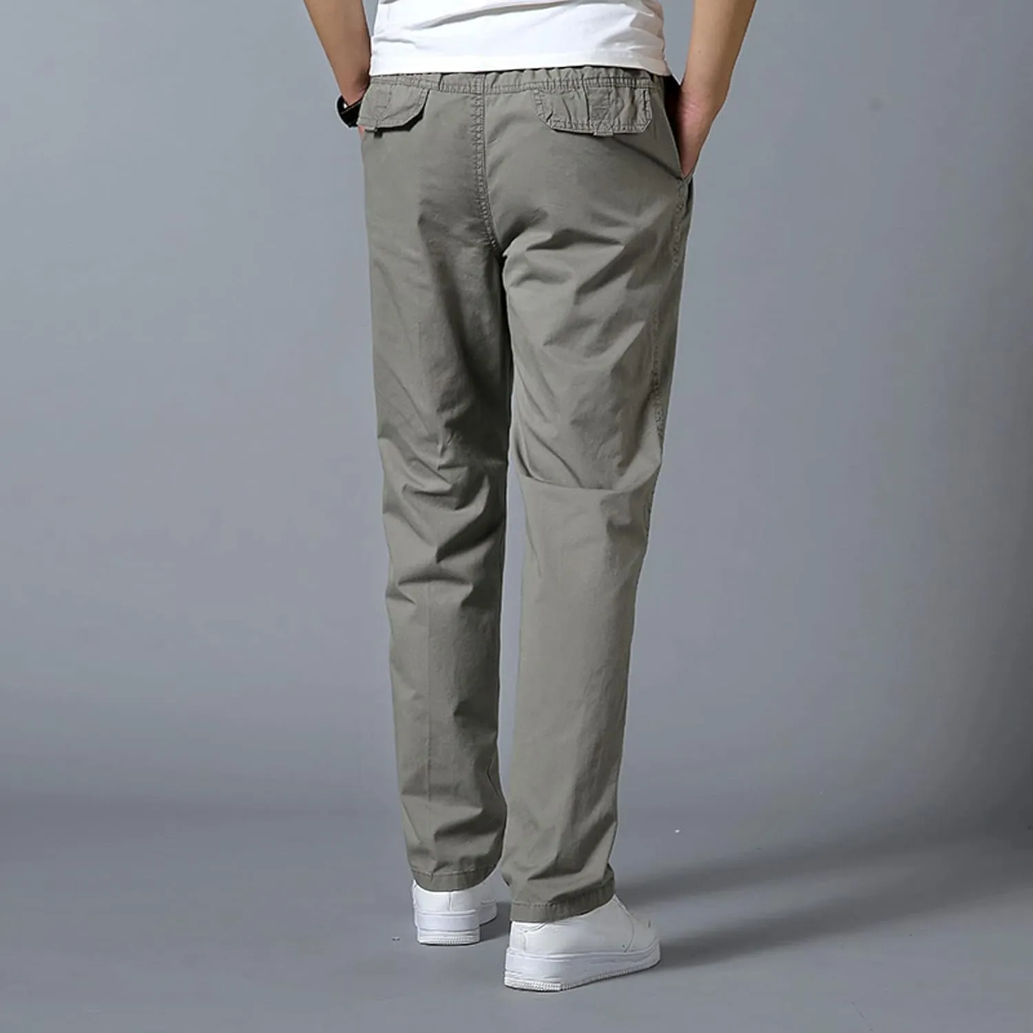 Mens Workout Cargo Sweatpants Zipper Pocket Trouser Fashion Mens Tapered Joggers Men's Flap Pocket Drawstring Elastic