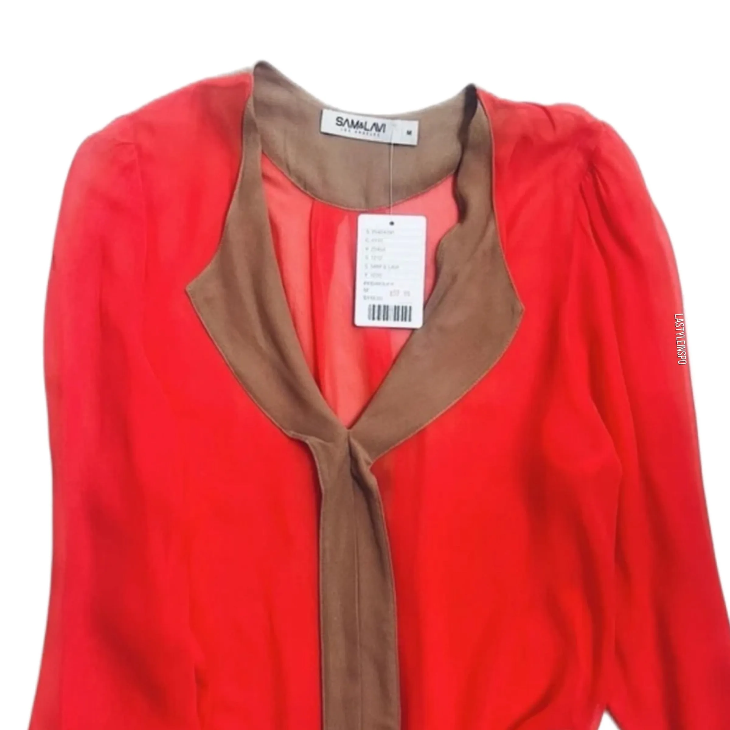 NEW Anthropologie Sam & Lavi Long Sleeved 100% Rayon Blouse Red Size Medium