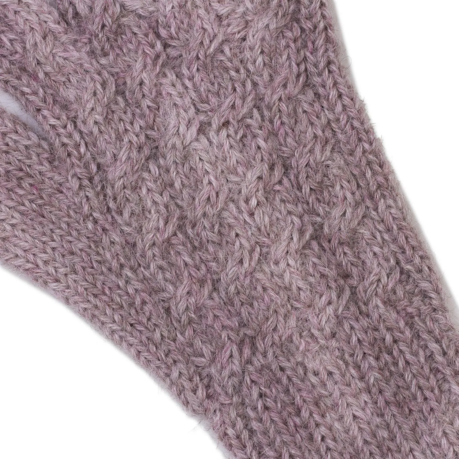 NOVICA Artisan Handmade Wool100% Alpaca Gloves Cable Knit in Light Mauve from Peru