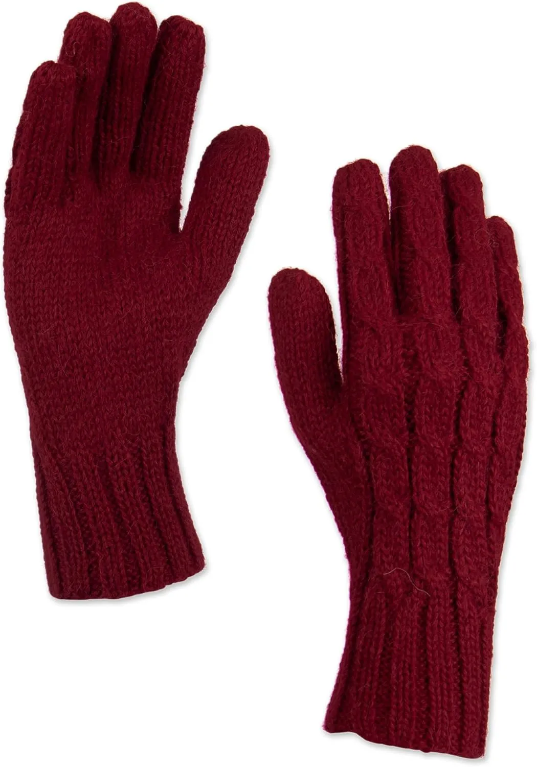 NOVICA Artisan Handmade Wool100% Alpaca Gloves Cable Knit in Light Mauve from Peru