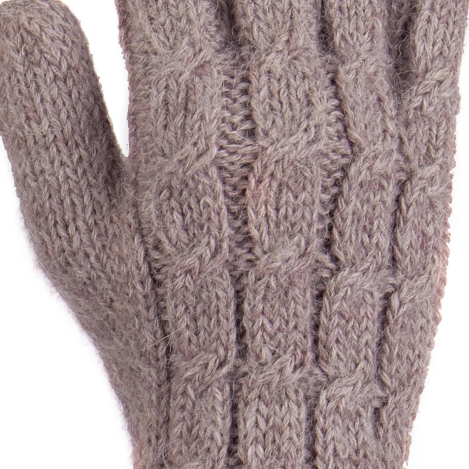 NOVICA Artisan Handmade Wool100% Alpaca Gloves Cable Knit in Light Mauve from Peru