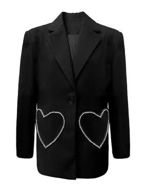 Patchwork Diamonds Notched Collar Blazer