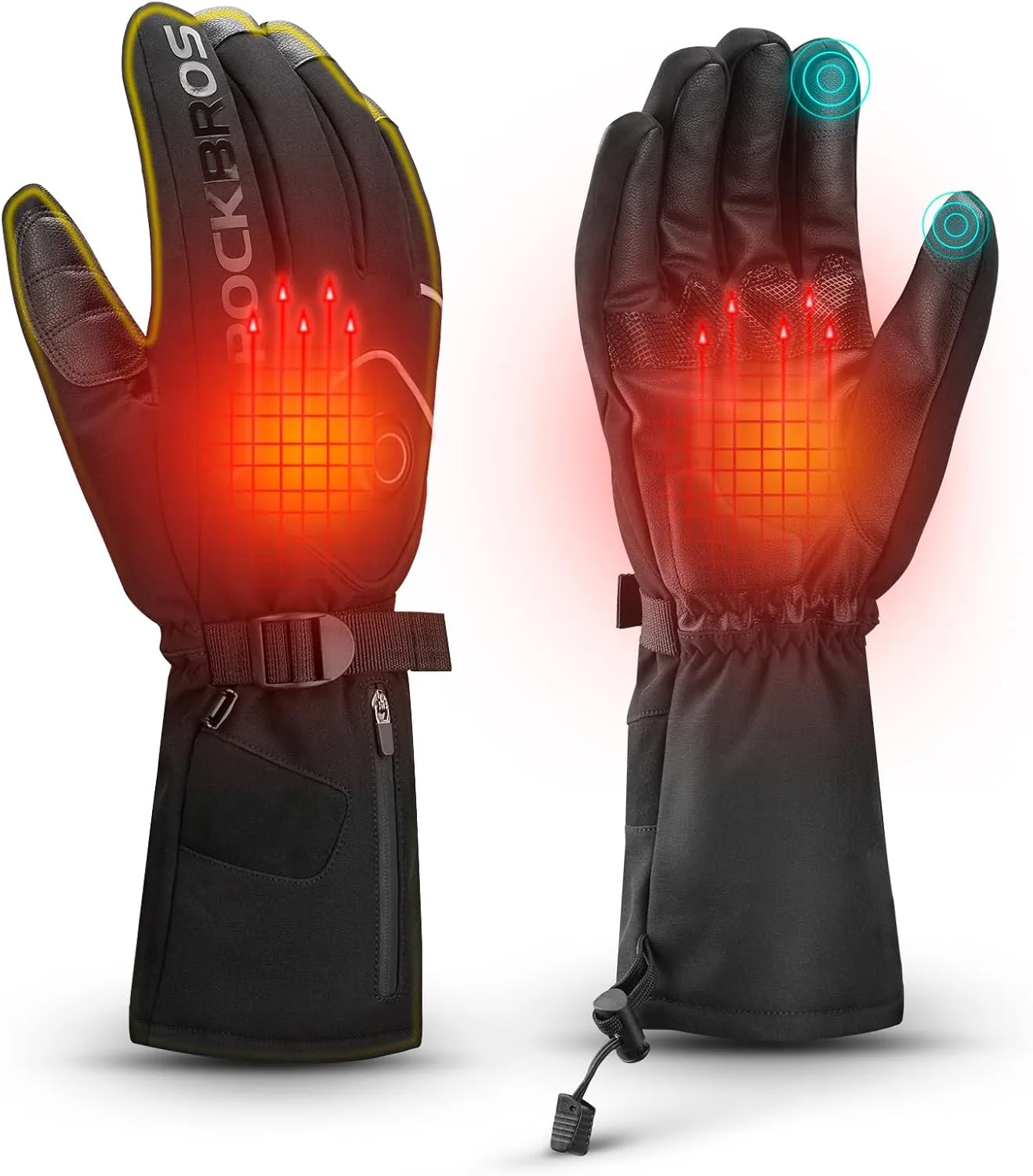 ROCKBROS Heated Gloves Electric Rechargeable Battery Thermal Mittens Gloves for Men Women Winter Touchscreen Waterproof Warm Glove Liners Cold Weather Gloves for Cycling, Skiing, Snowboarding