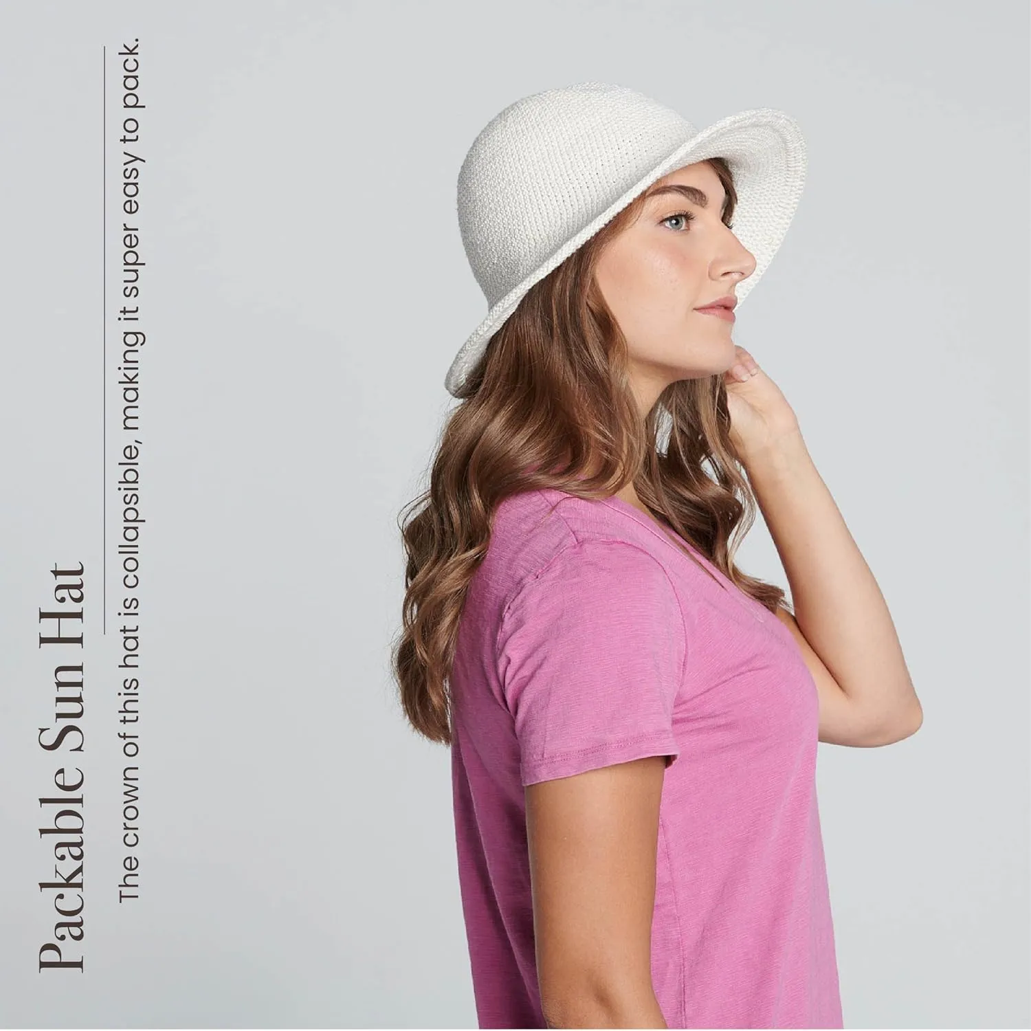 San Diego Hat Company Women's Cotton Crochet Floppy Hat with 3 Inch Brim