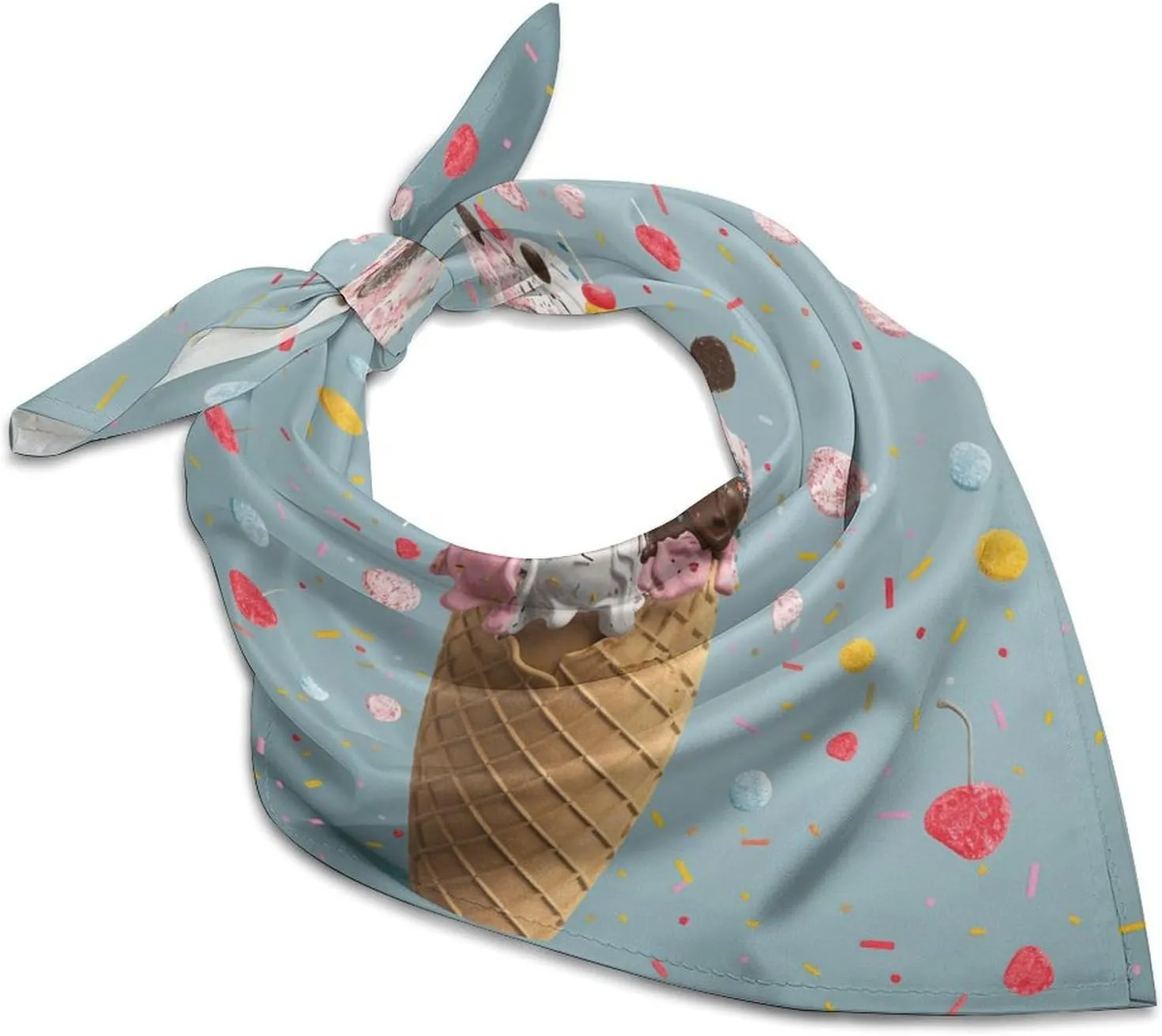 Silk Like Head Scarf for Women Satin Sweet Ice Cream Large Hair Scarves Square Satin Head Scarf Neckerchief for Women Headwear Stylish Headband 18 × 18 Inches