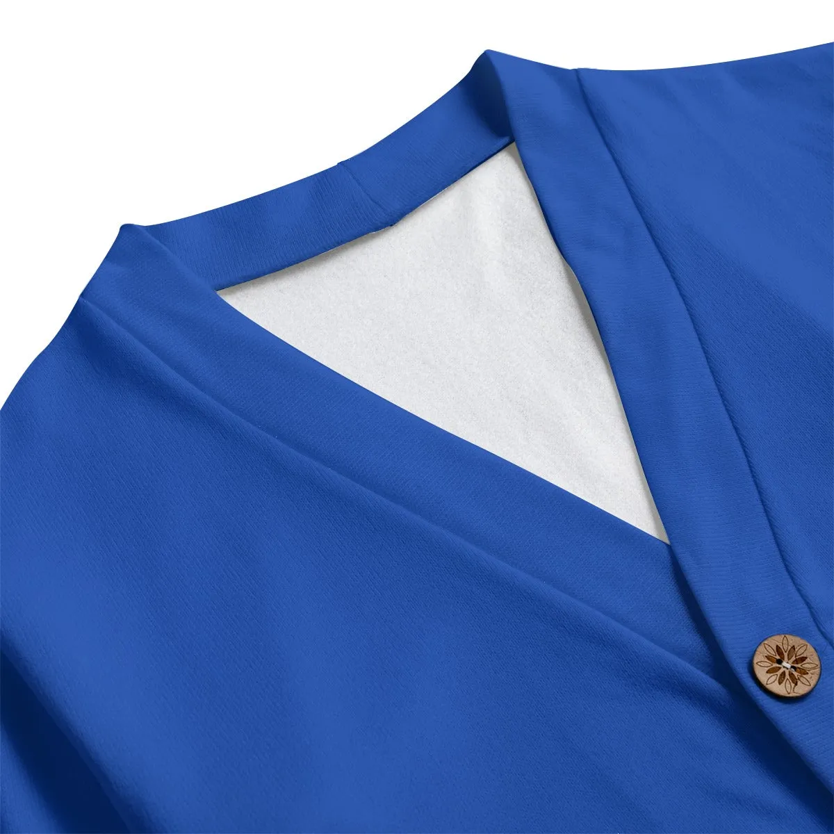Sixty Eight 93 Logo White Blue Unisex V-Neck Knitted Fleece Cardigan