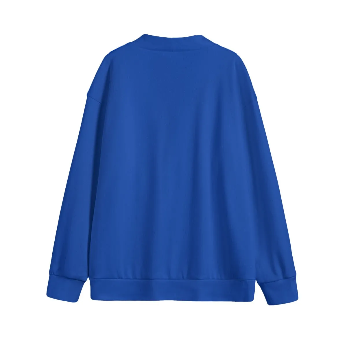 Sixty Eight 93 Logo White Blue Unisex V-Neck Knitted Fleece Cardigan
