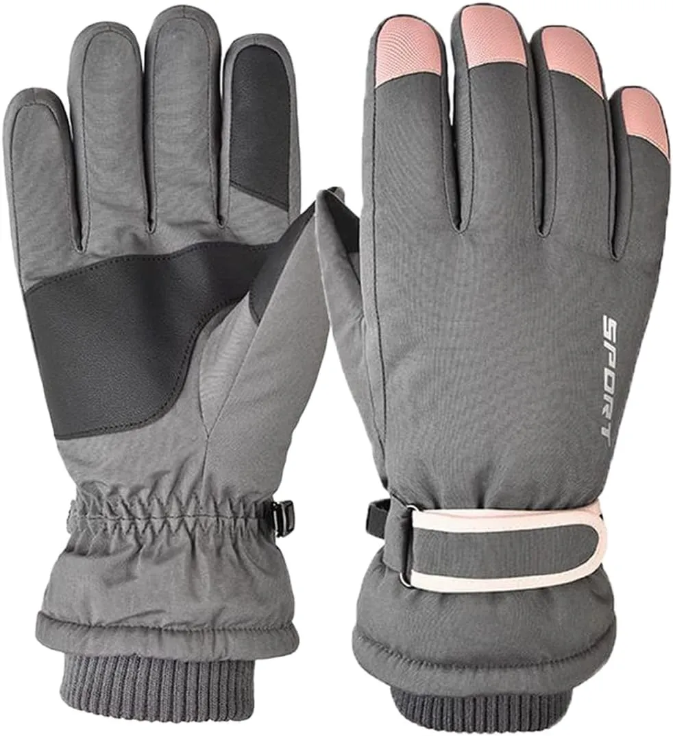 Ski Gloves, Waterproof Insulated Winter Gloves for Women, Touchscreen Liners Snow Gloves for Cold Weather (04 - (for Women) Gray)