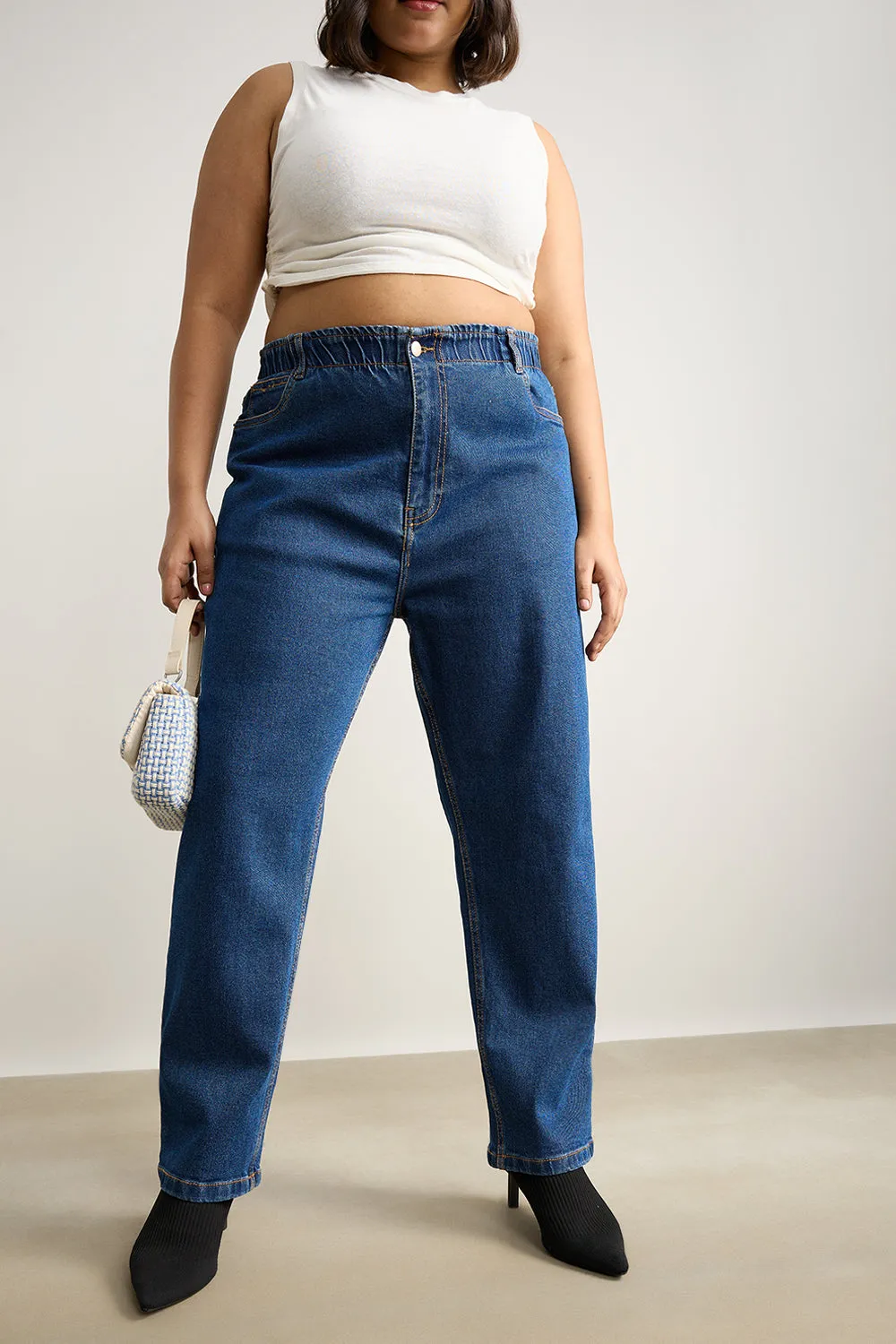 Stretchy Denim Blue Mom Jeans