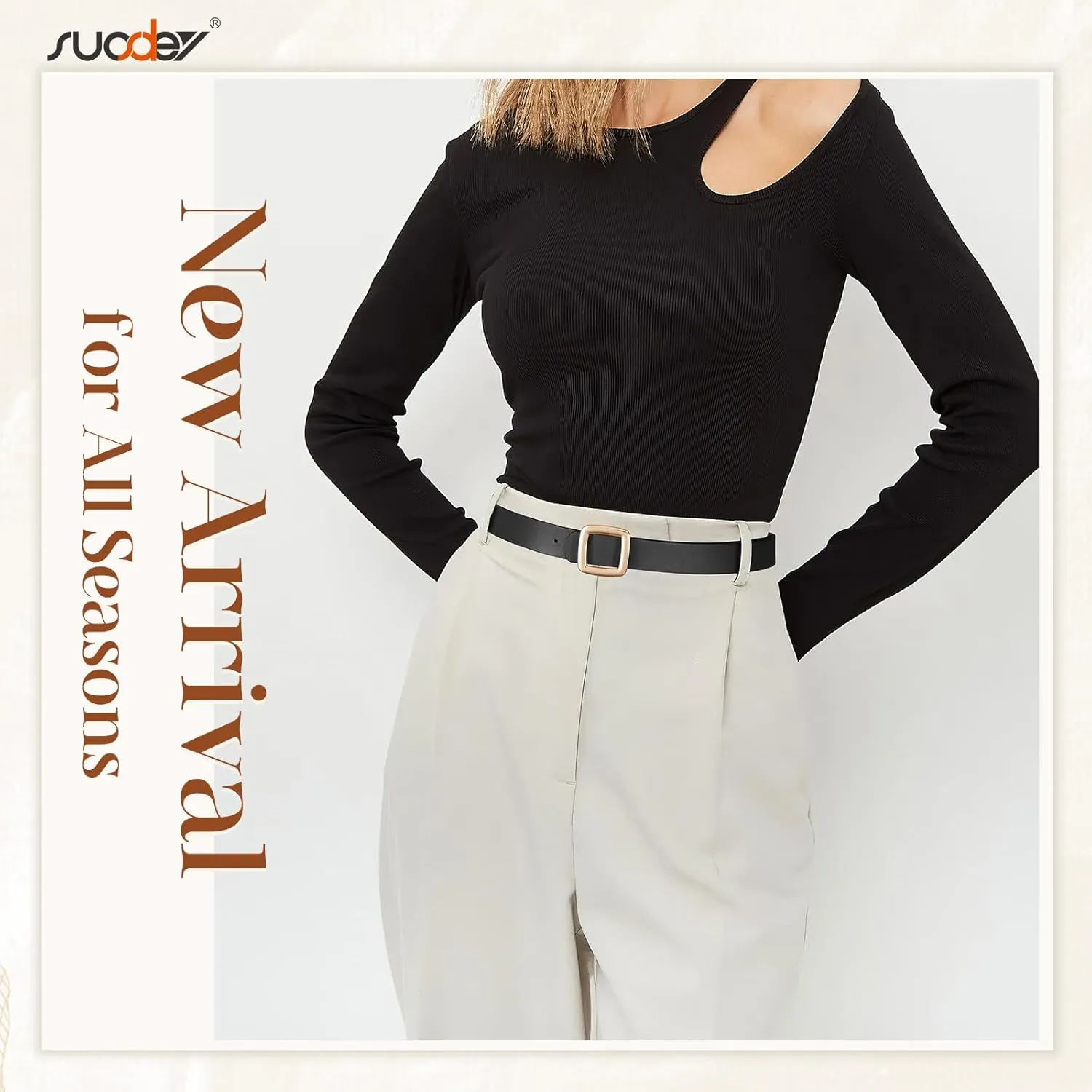 SUOSDEY Women Reversible Leather Belt Two Color-in-One Square Buckle Fashion Belt for Jeans Pants Dresses Coat