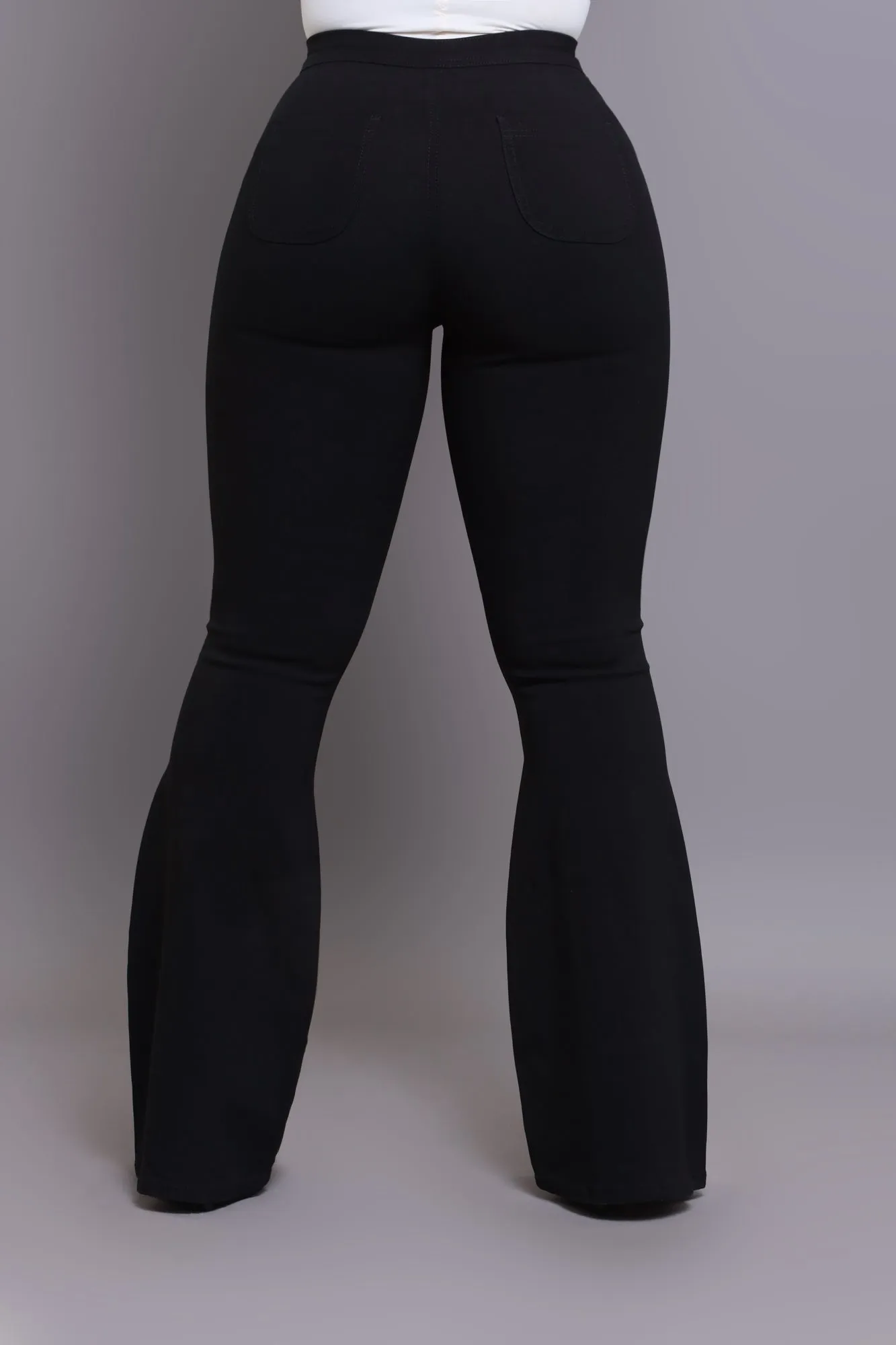 Super Swank High Rise Flare Stretchy Jeans - Black