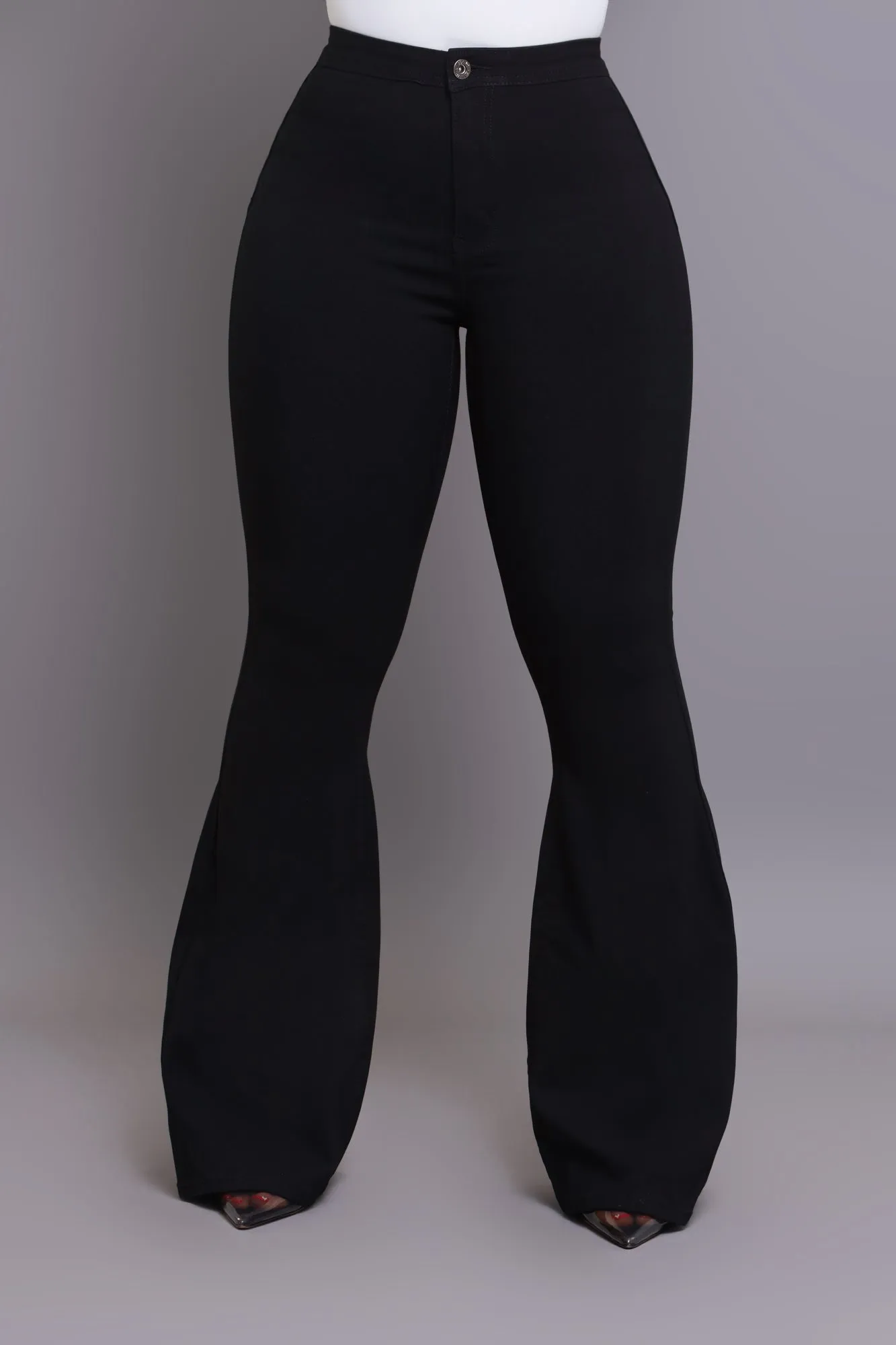 Super Swank High Rise Flare Stretchy Jeans - Black