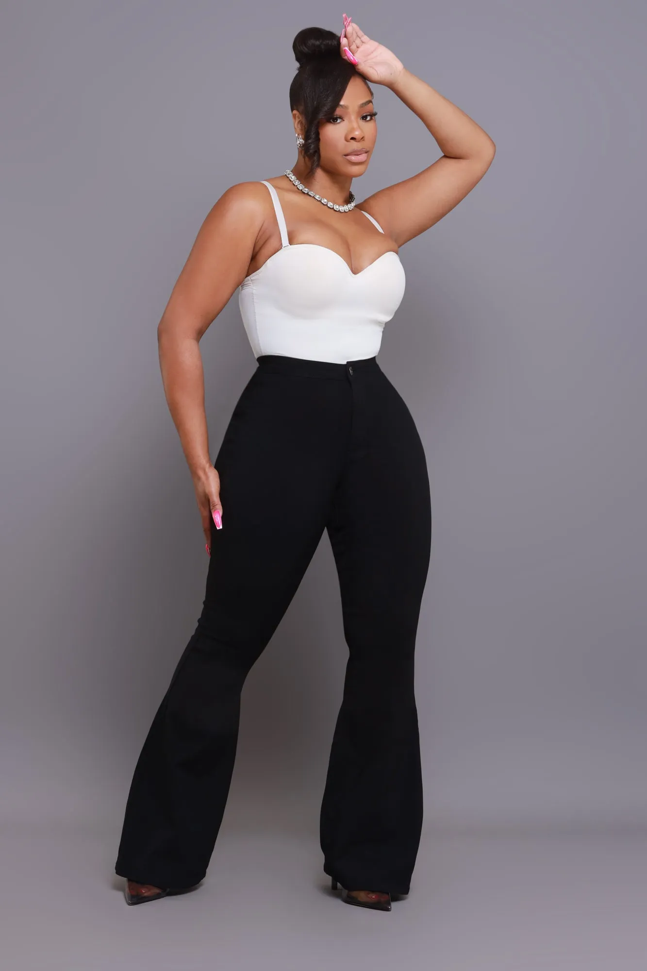 Super Swank High Rise Flare Stretchy Jeans - Black