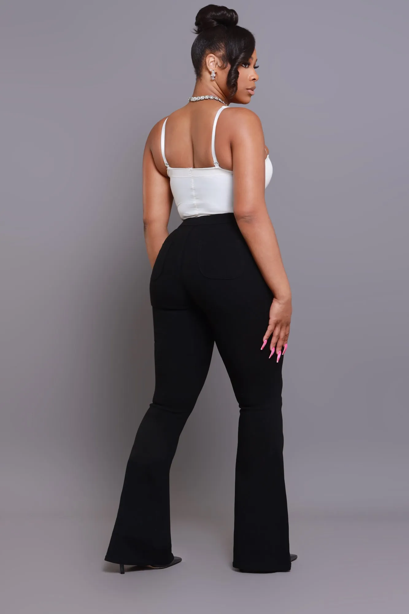 Super Swank High Rise Flare Stretchy Jeans - Black