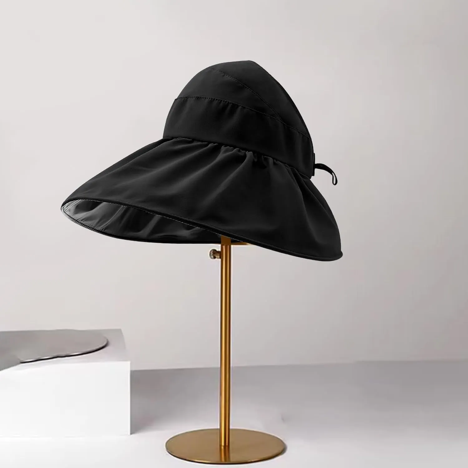 Super Wide Brim Women Sun Hat Outdoor UV Protection Hollow Top Sun Hat Ponytail Foldable Anti-UV Travel Beach Hat Summer