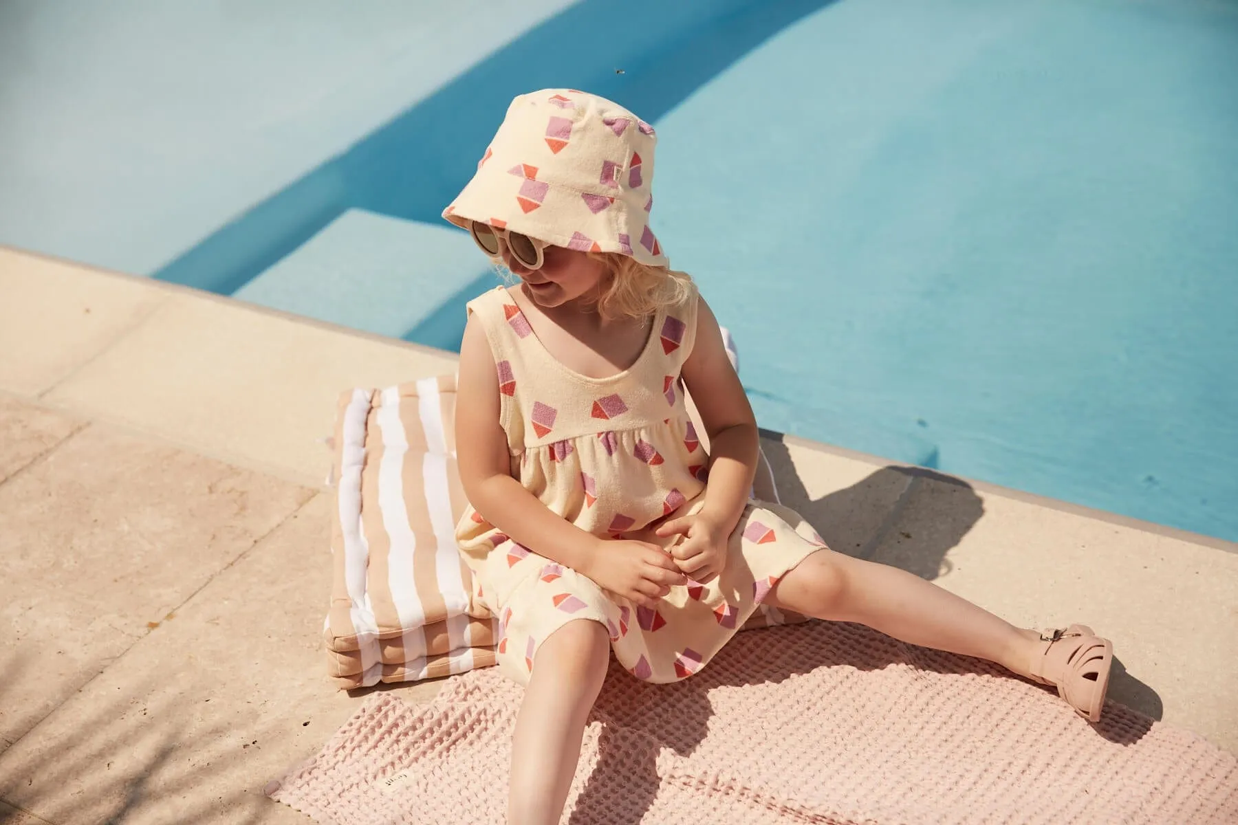 The Bonnie Mob Girls Beach Hut Sun Hat in Ivory
