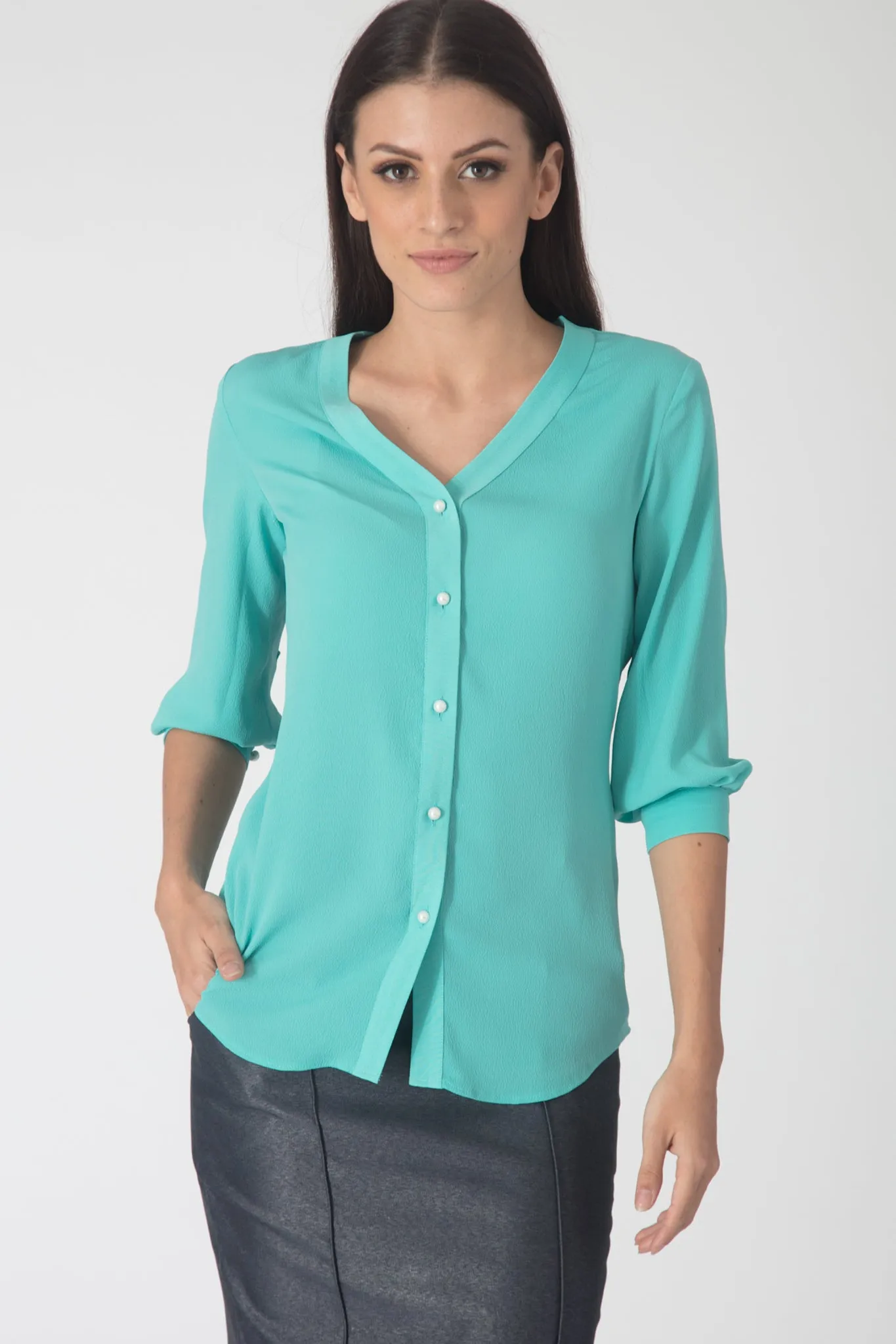 Turquoise Buttondown Blouse