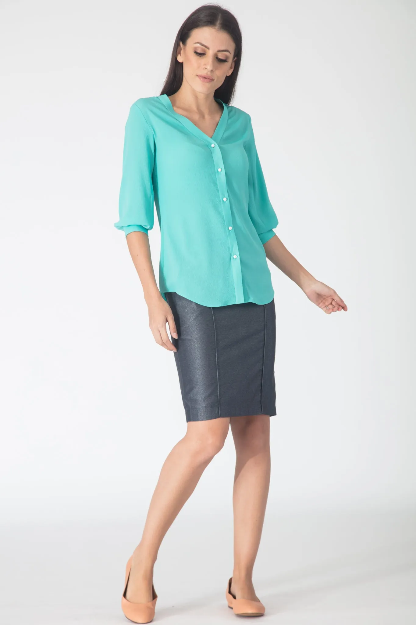 Turquoise Buttondown Blouse