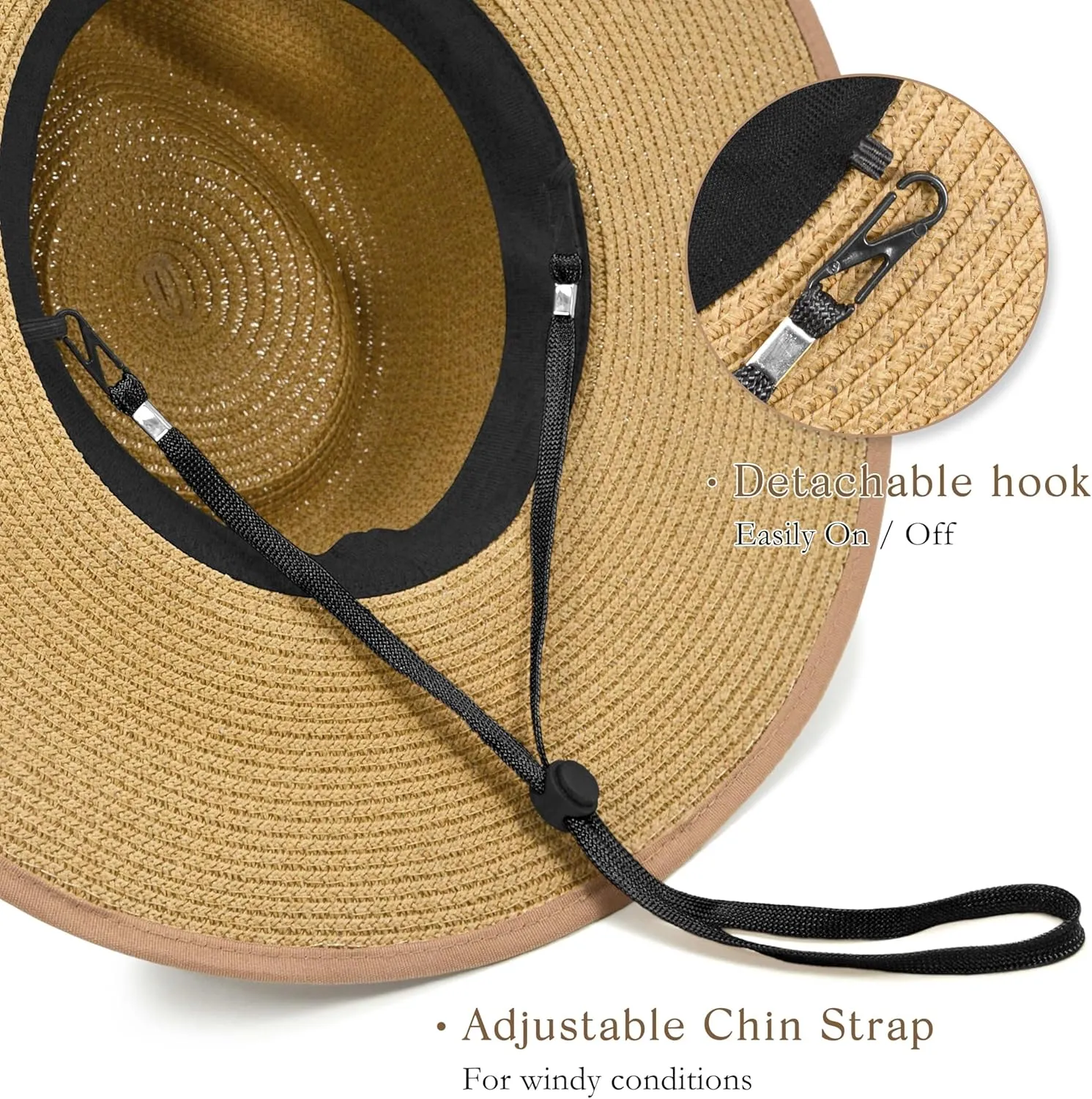 Unisex Wide Brim Sun Hat Straw Panama Rancher Fedora Hat for Men Beach Hat for Women