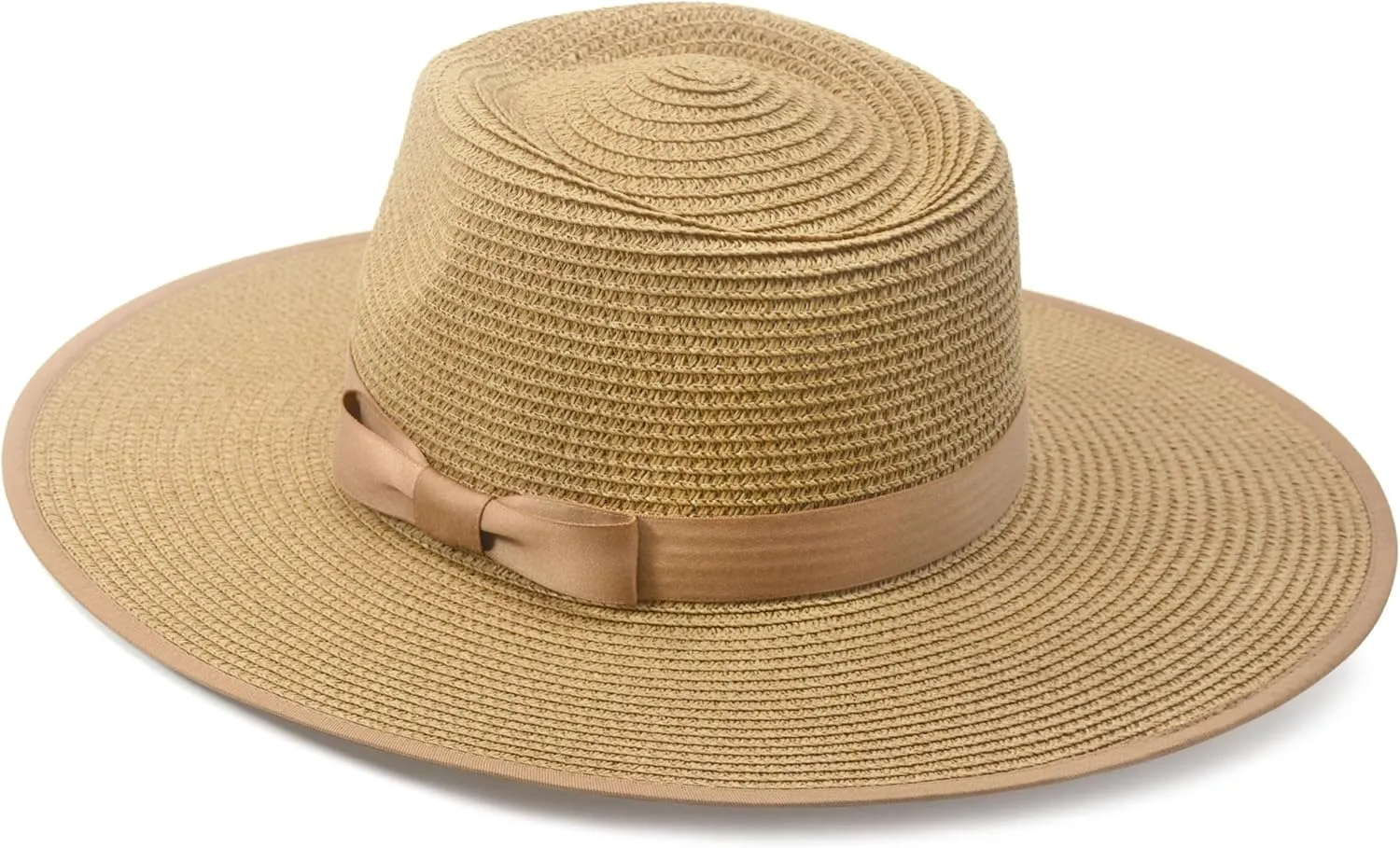 Unisex Wide Brim Sun Hat Straw Panama Rancher Fedora Hat for Men Beach Hat for Women
