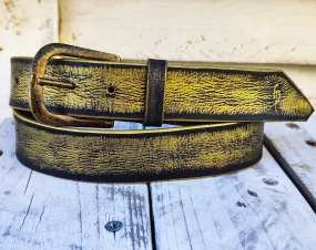 Vintage Western Leather Belt - Black and Gold - Chic Touch