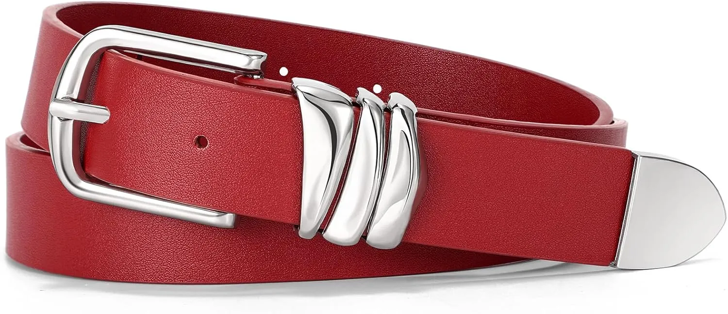 VONMELLI Women's Belt for Jeans Dress Leather Belt for Women Fashion Waist Ladies Belt with Sliver Buckle