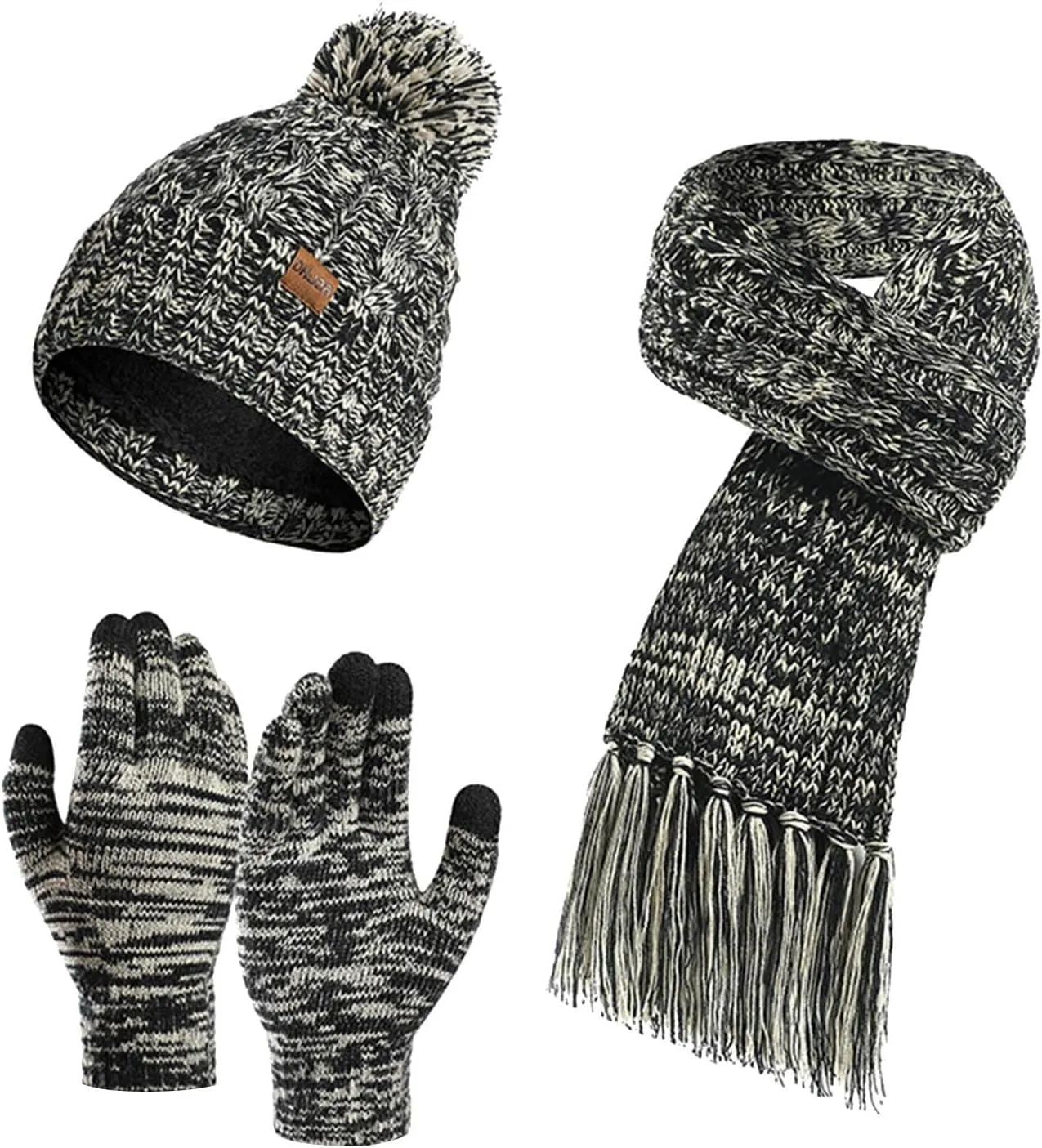 Warmer Winter Warm Knitted Sets Slouchy Beanie Hats Neck Scarves Touchscreen Gloves Scarf Themal Set for Men Women