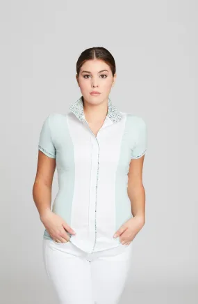 White Twill w Pistachio CC Short Sleeve