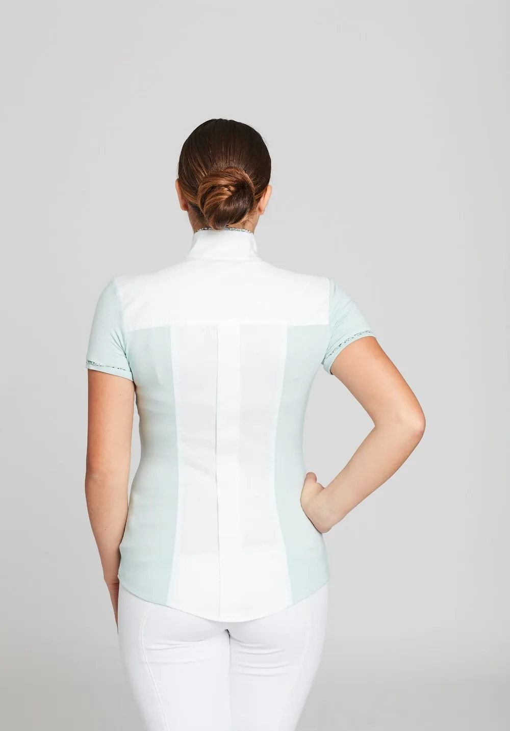 White Twill w Pistachio CC Short Sleeve