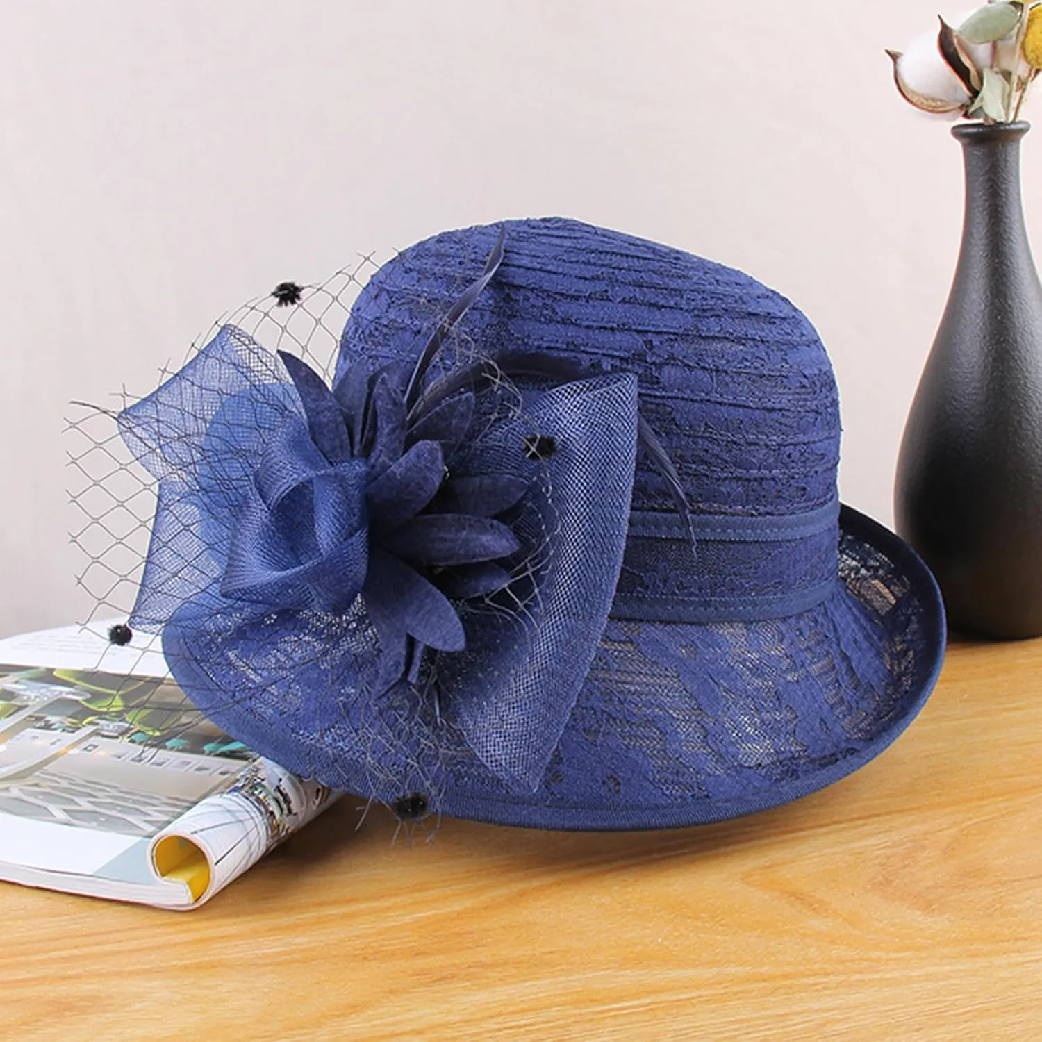 Women Organza-Veil Luncheon Spring-Hat - Kentucky Fascinator Hat Derby Cocktail Tea Party Hat