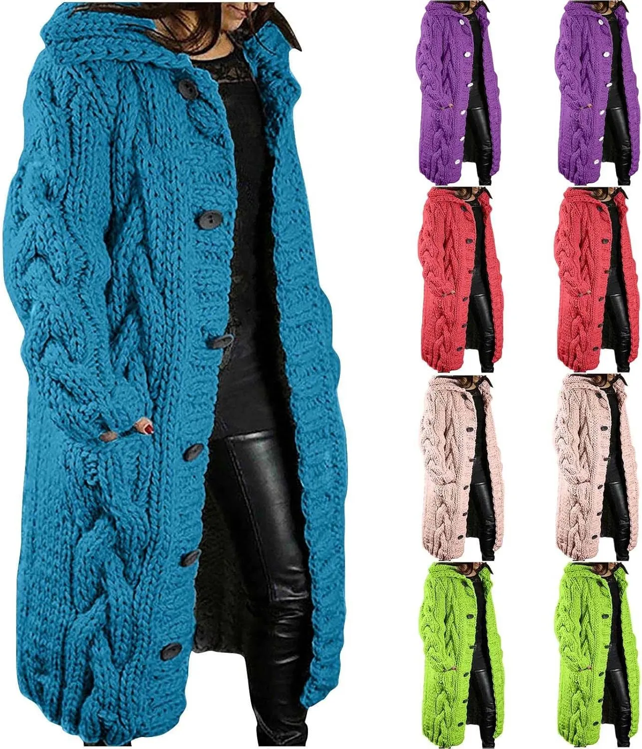 Women's Cardigans Button-Down Long Sleeve Oversized Knit Outerwear Plus Size Casual Soft Lapel Open Front Sweater