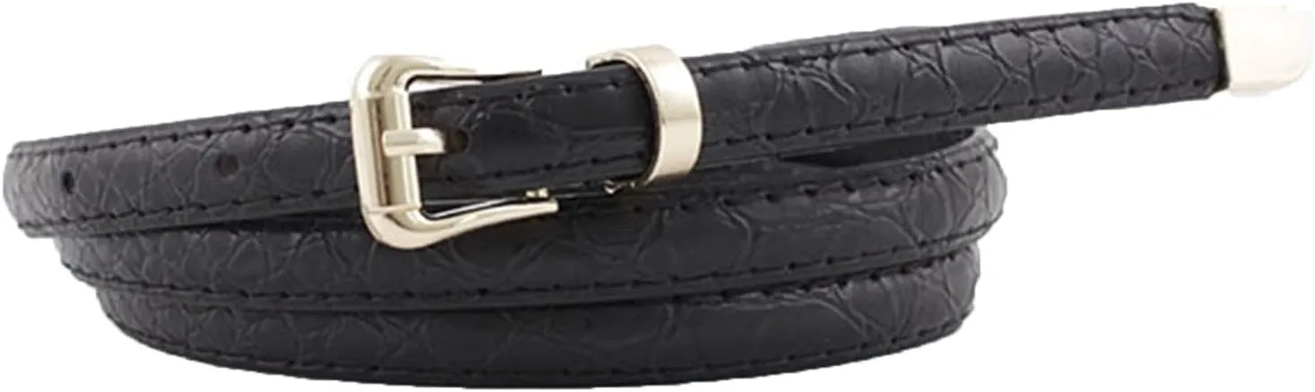 Women's Faux Leather Skinny Belt For Dress Snake Skin Metal Thin Belt Buckle Casual Summer Slimming Elegant