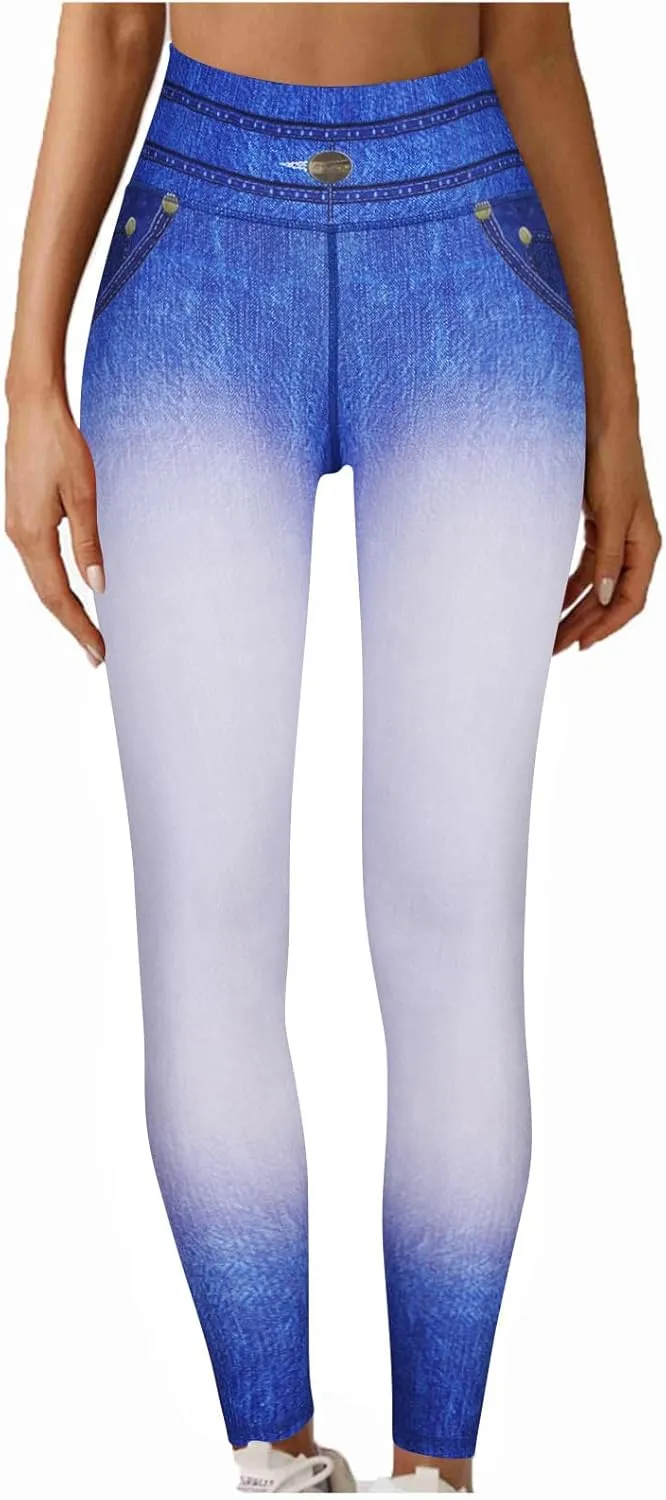 Womens Jeans Stretchy Tummy Control Skinny Denim Jeans Trendy Classic High Waisted Straight Leg Trousers