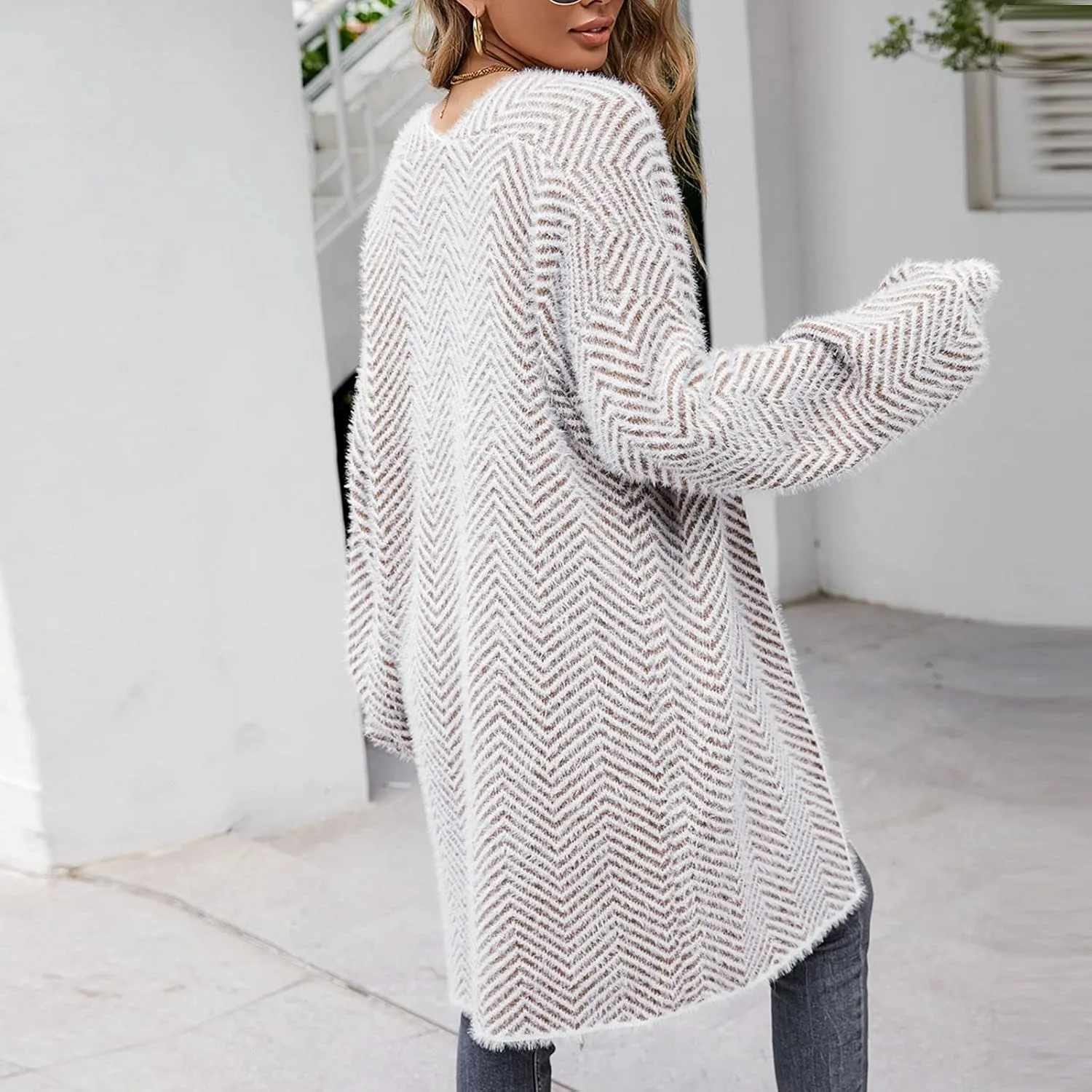 Women's Long Sleeve Soft Chunky Knit Cardigan Sweater Fashion Slouchy Long Loose Open Front Cardigans Outwear Coat