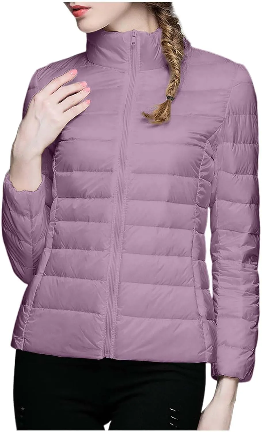 Women's Puffer Jacket Packable Quilted Lightweight Down Parka Plus Size Cropped Puffy Jacket Light Coat With Hood