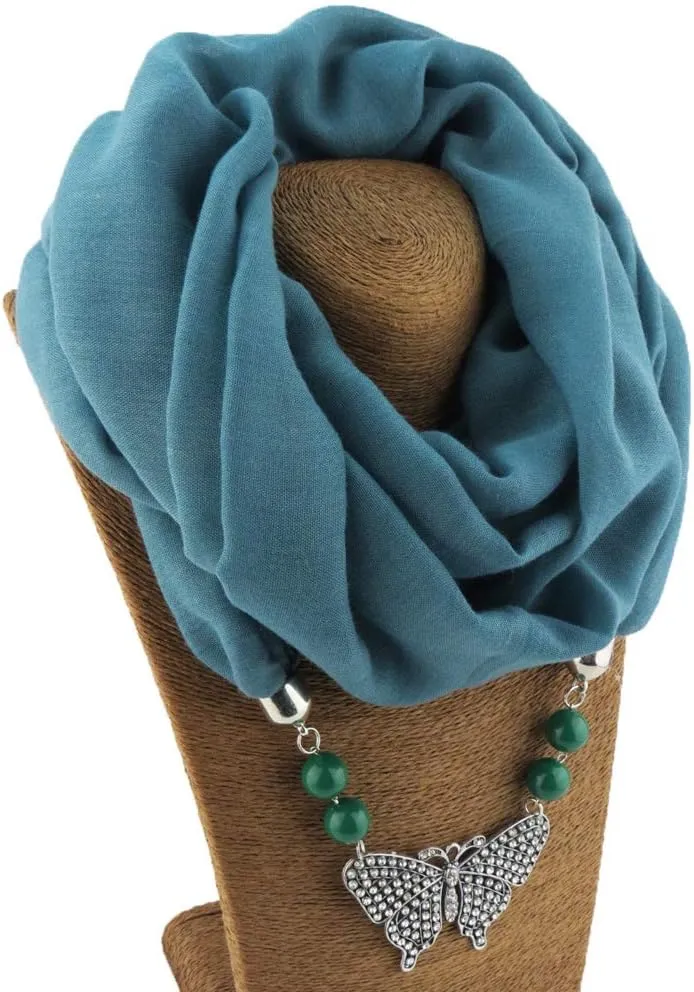 Women's Scarves Multi-purpose Unique Pendant Scarf Necklace Stylish Infinity Scarf with Jewelry Accessory