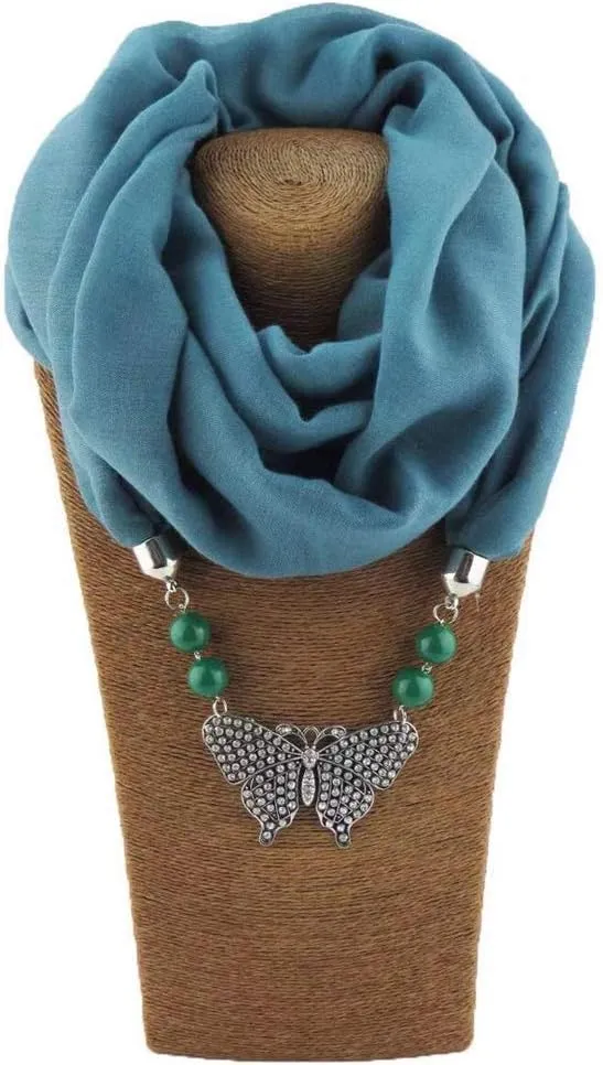 Women's Scarves Multi-purpose Unique Pendant Scarf Necklace Stylish Infinity Scarf with Jewelry Accessory