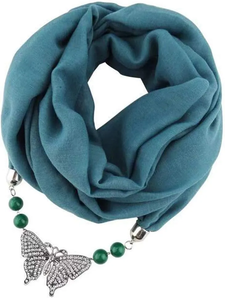 Women's Scarves Multi-purpose Unique Pendant Scarf Necklace Stylish Infinity Scarf with Jewelry Accessory