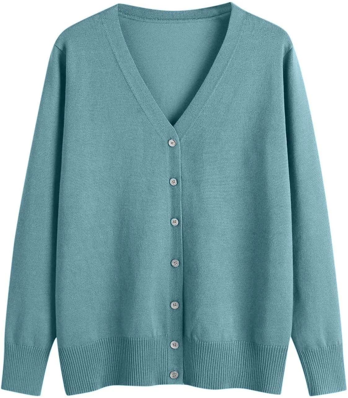 Women's V Neck Long Sleeve Cardigan Sweater Button Loose Soft Knit Sweater 2024 Fall Winter Trendy Tops