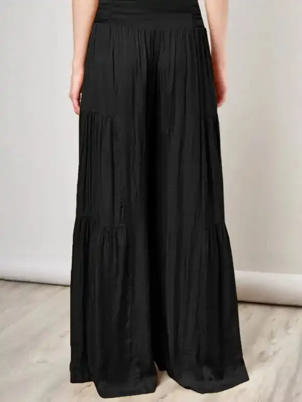 Women’s woven strap elastic waist this kind of wide-leg A-type casual trousers