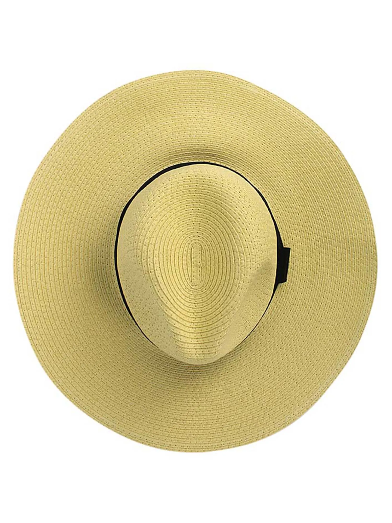Woven Straw Wide Brim Panama Style Sun Hat