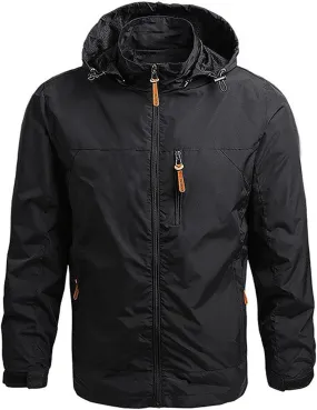 Xiaojmake Rain Coat For Men Lightweight Snow Ski Jacket Waterproof Hooded Windbreaker Full Zip Quilted Fall Light Jacket