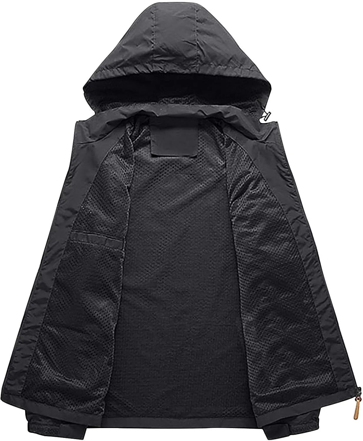 Xiaojmake Rain Coat For Men Lightweight Snow Ski Jacket Waterproof Hooded Windbreaker Full Zip Quilted Fall Light Jacket