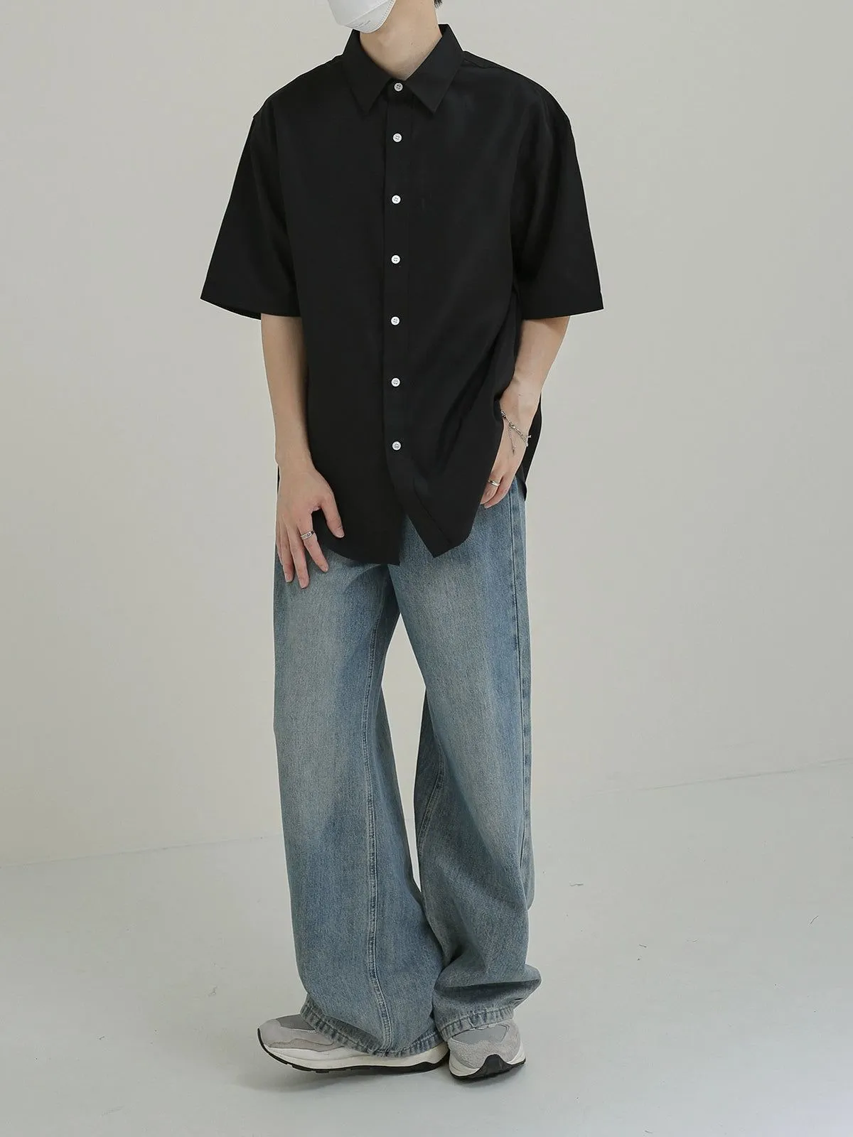 Zhou Solid Color Thin Breathable Short Sleeve Shirt