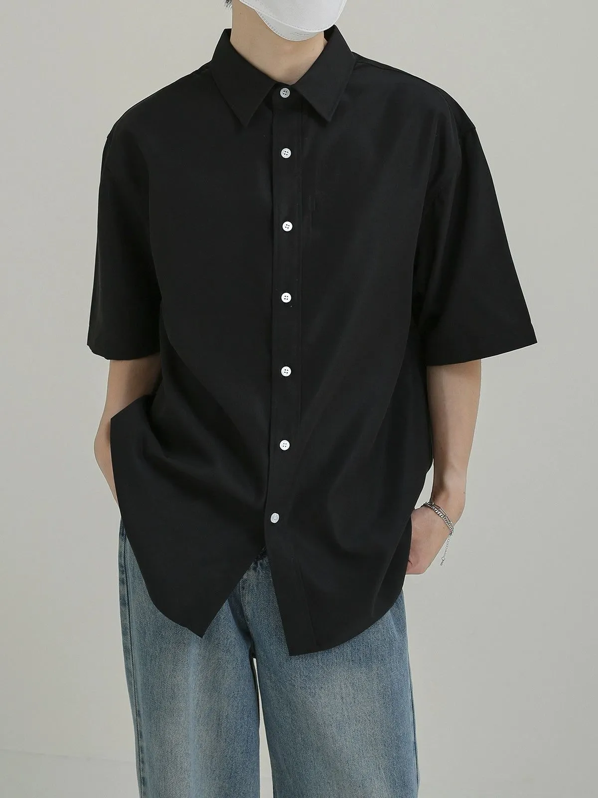 Zhou Solid Color Thin Breathable Short Sleeve Shirt