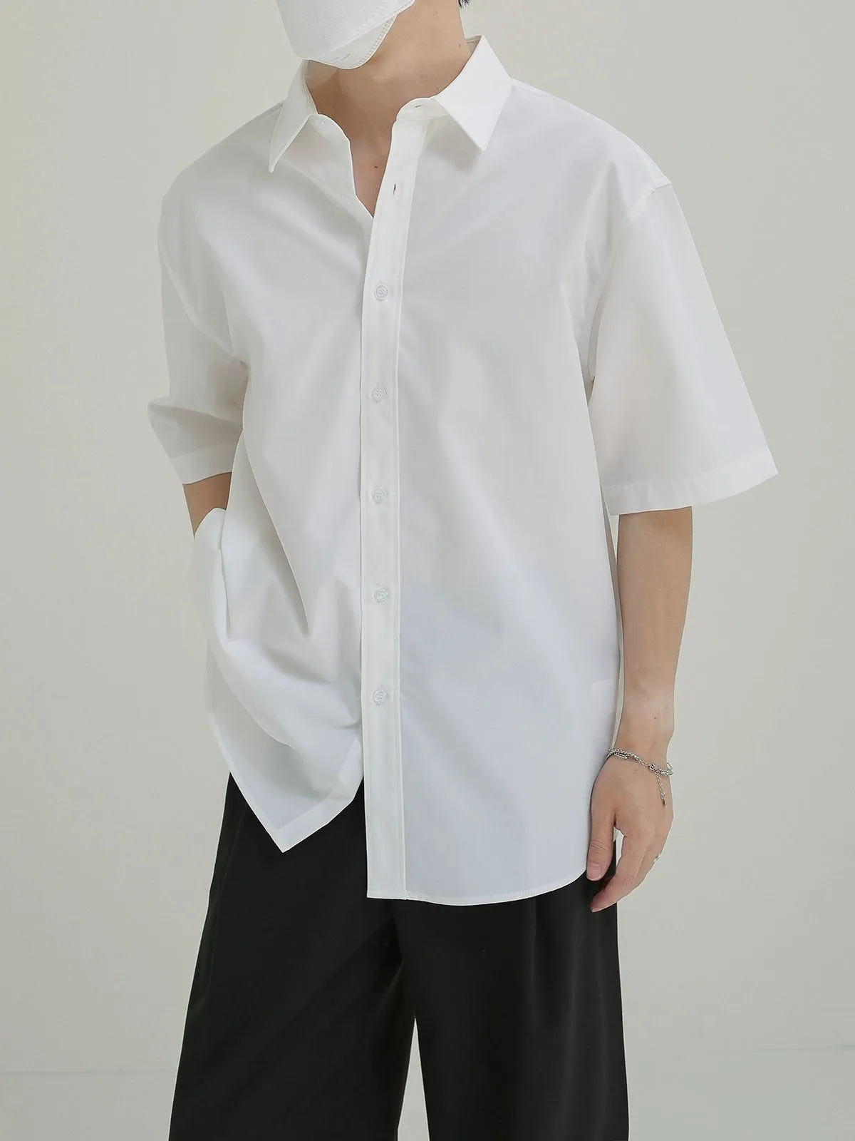 Zhou Solid Color Thin Breathable Short Sleeve Shirt