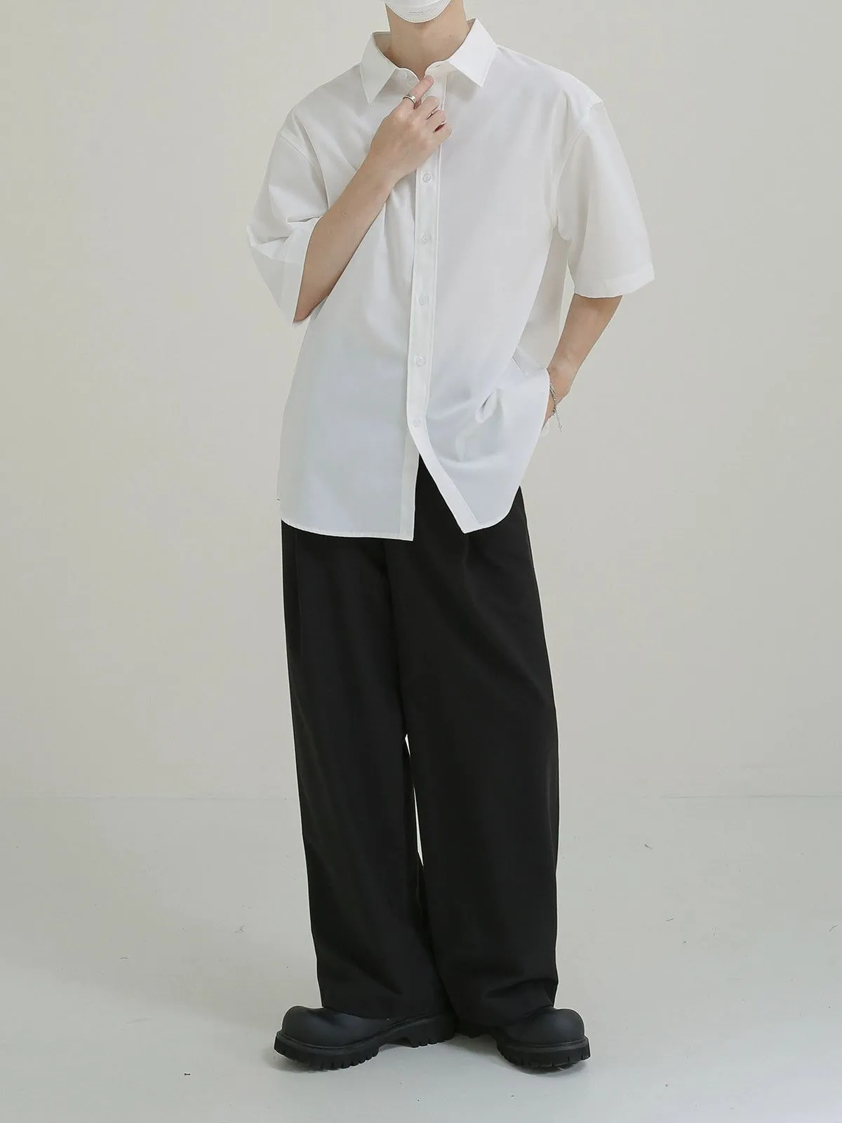 Zhou Solid Color Thin Breathable Short Sleeve Shirt